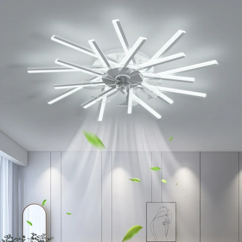 Electric Remote Control Fan Chandelier Mute Blades Home-appliance Led Lights Kitchen Dining Table Modest Ceiling Lamps for Room