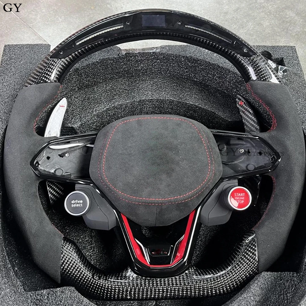 LED Carbon Fiber Steering Wheel Customized For Volkswagen VW Gol-f  POLO 8 GTI Jetta GLI CC R-Line MK8 ID4