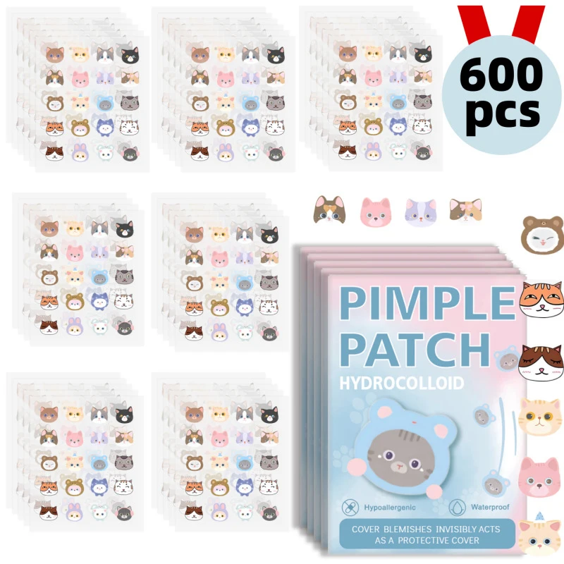 600pcs Cartoon Animal Shaped Acne Patches Skincare Stickers Makeup Tools