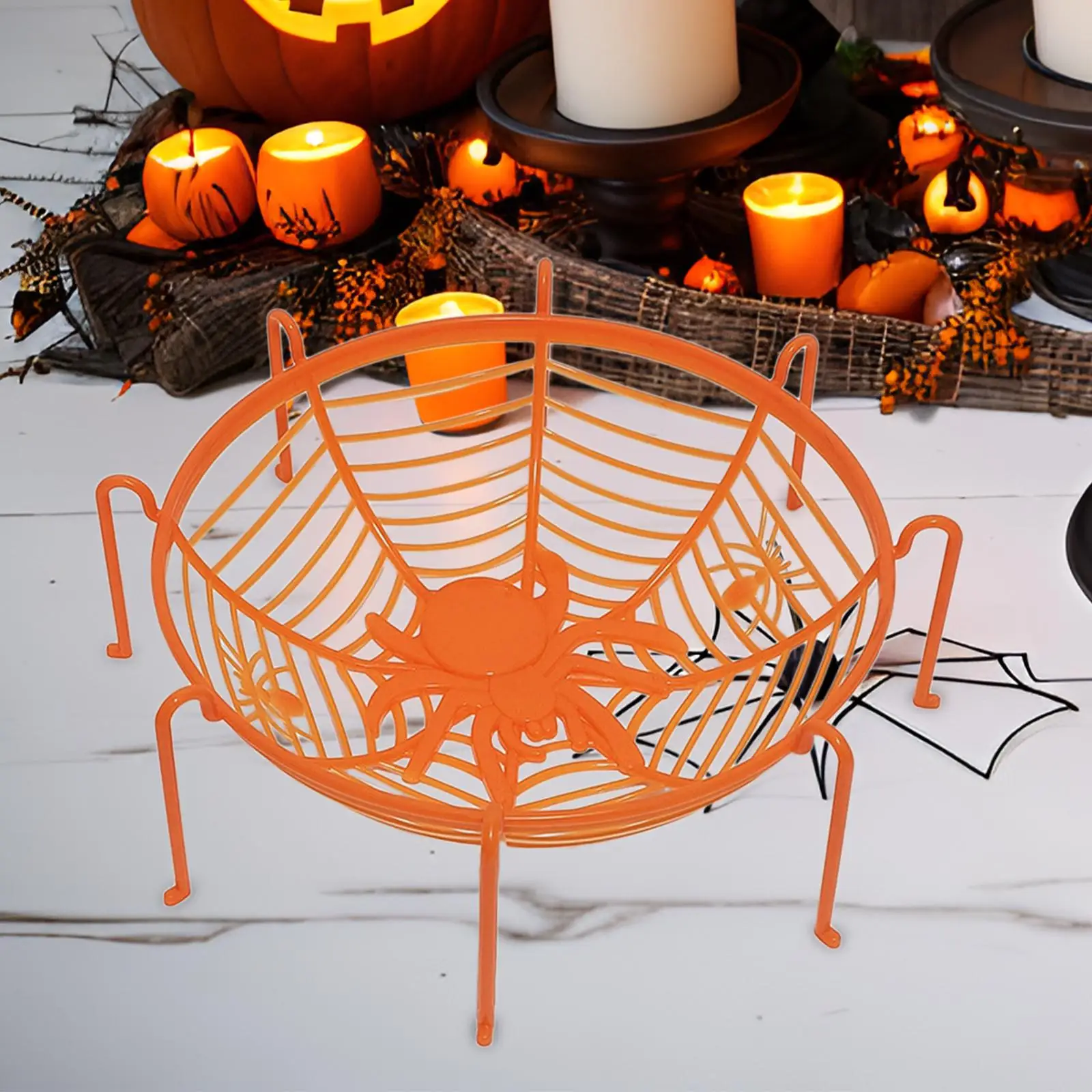 Spider Web Storage Bowl for Halloween Fruit Vegetable Candy Snack Holder Centerpiece
