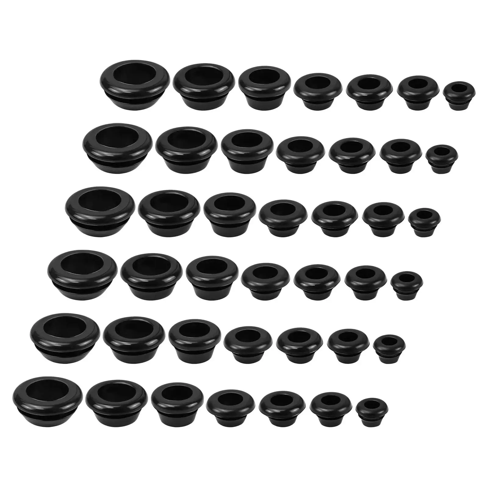 1Set Rubber Cable Hole Cover Grommets Assortment Kit Black Flexible Wire Hole Plugs Automotive Wiring Electrical Chassis