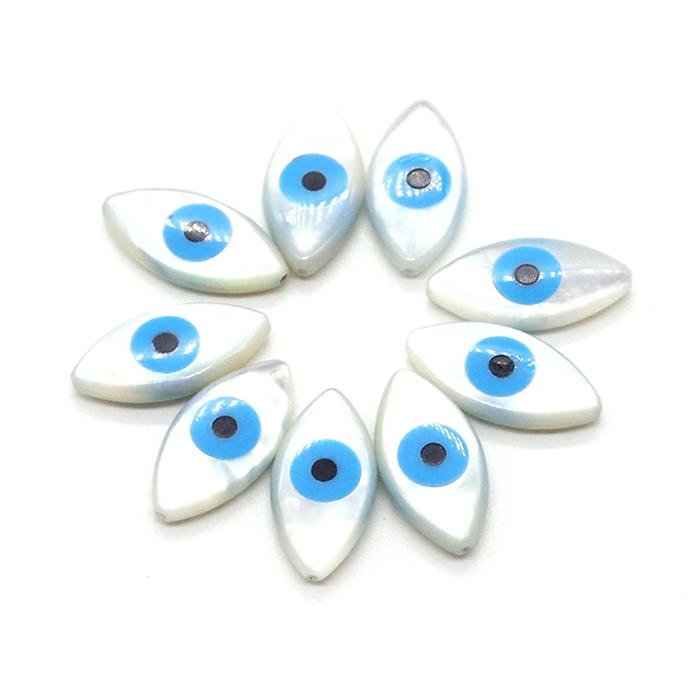 

Natural Sea Shell Mother of Pearl Beads Blue Greek Eye Evil Eye Charms for DIY Jewelry Making Necklace Bracelet Accessories Gift