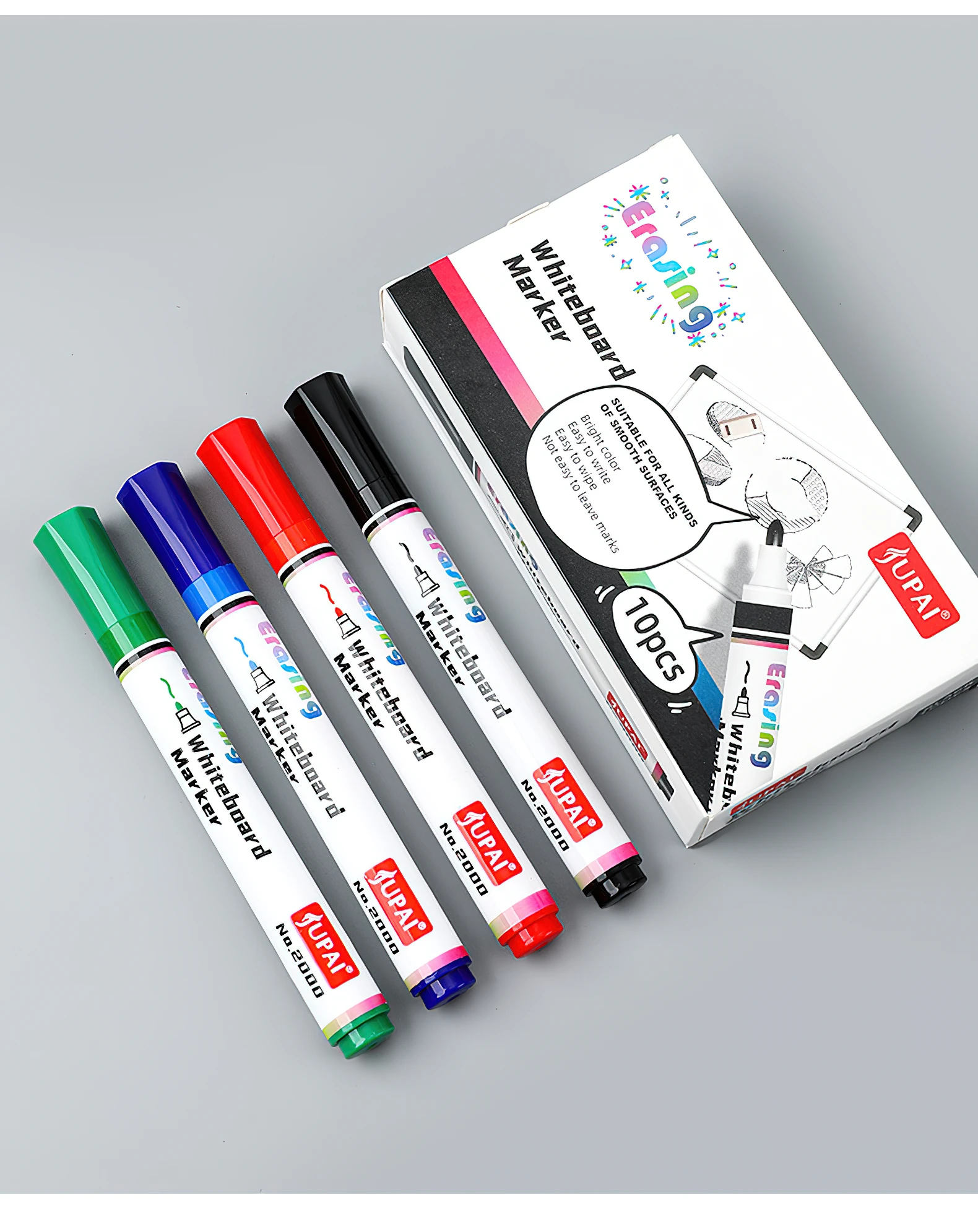1/4/10 Stück löschbare Whiteboard-Marker, 4 Farben, Rot, Blau, Grün, Schwarz, wasserbasierte Stifte für Unterricht, Schreiben, Büro, F7932 – Detail 12