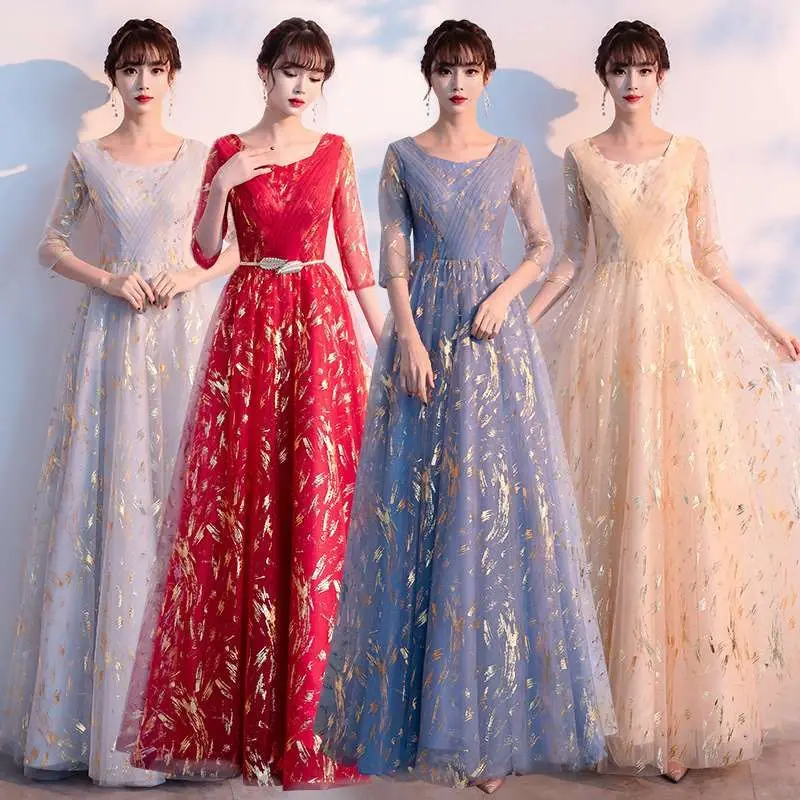 

Новое летнее женское вечернее платье для большого хора для взрослых с высокой талией и полосками Five Sve KTV, официальное платье Ele