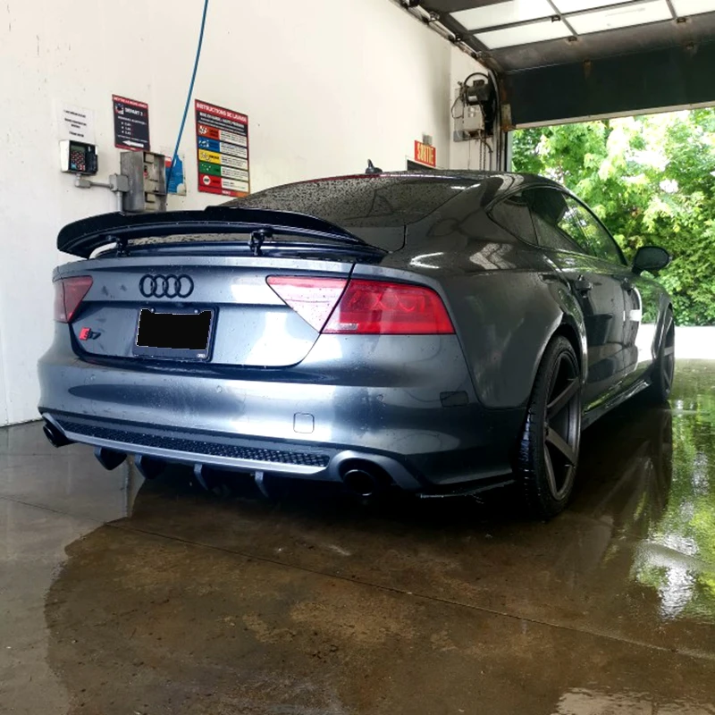 For Audi A7 S7 RS7 2013 - 2018 spolier V style ABS plastic gloss black rear spoiler trunk boot wing spoiler rear bumper wing lip