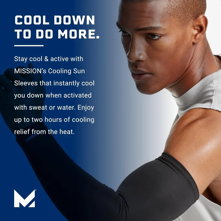 MISSION Cooling Sun Sleeves Lightweight Stretch Fabric Cools Up to 2 Hours UPF 50 Sun Protection hine Washable