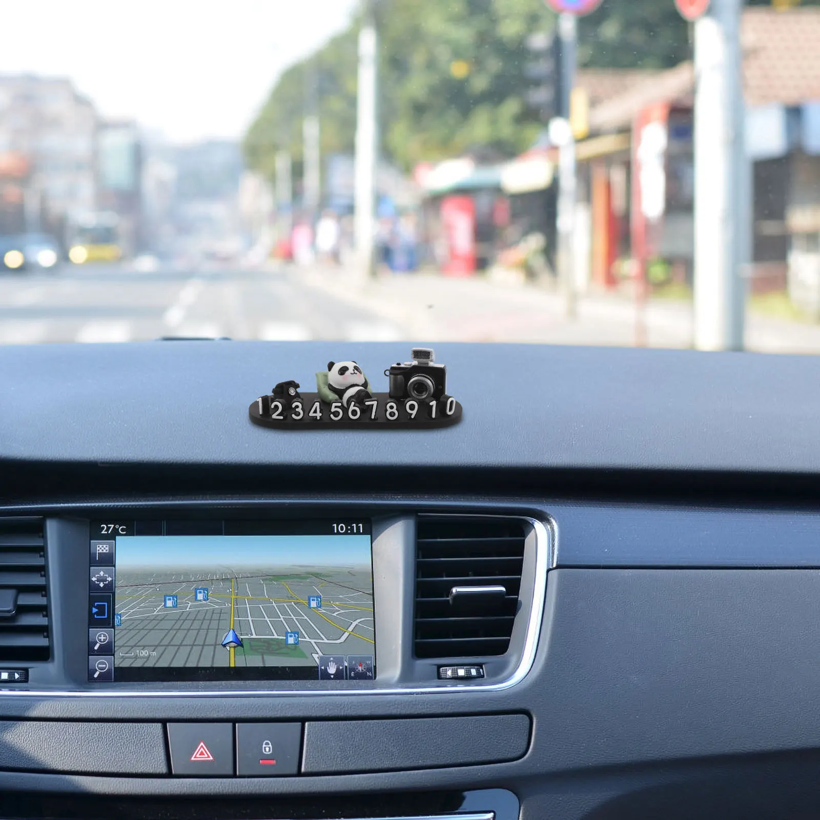

1Set Panda Car Parking Temporary Mobile Phone Number Display Dashboard Vehicle Interior Decoration