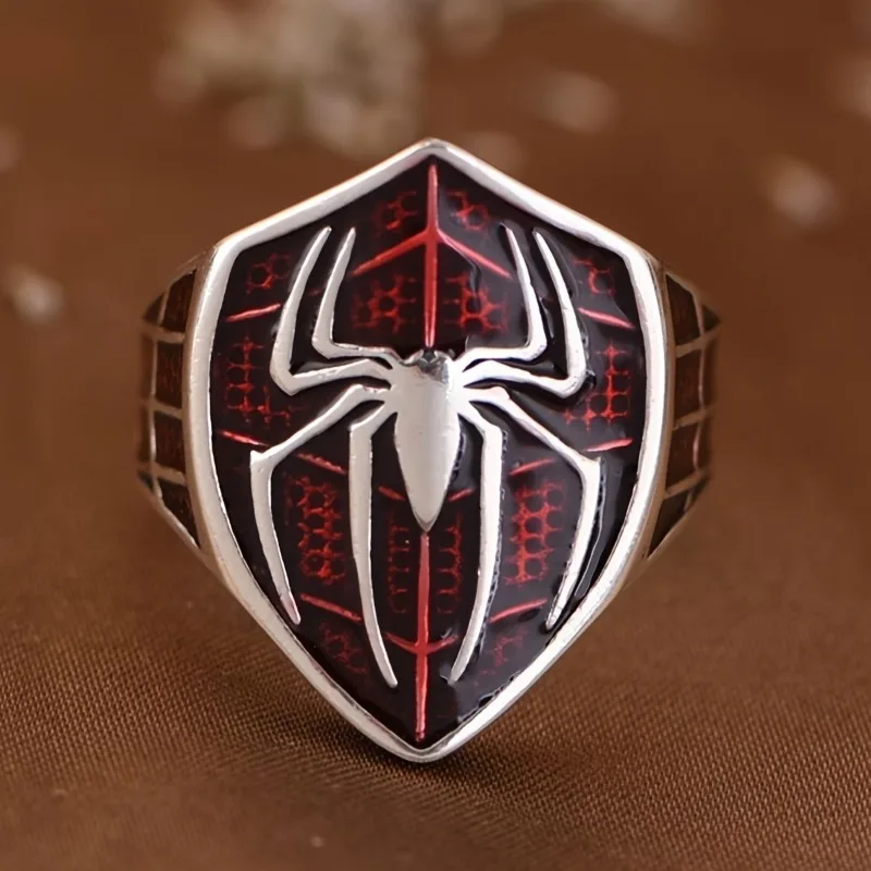 Marvel Avengers anime peripheral punk trend spider opening adjustable ring men's street hip-hop fashion cool jewelry boy gift