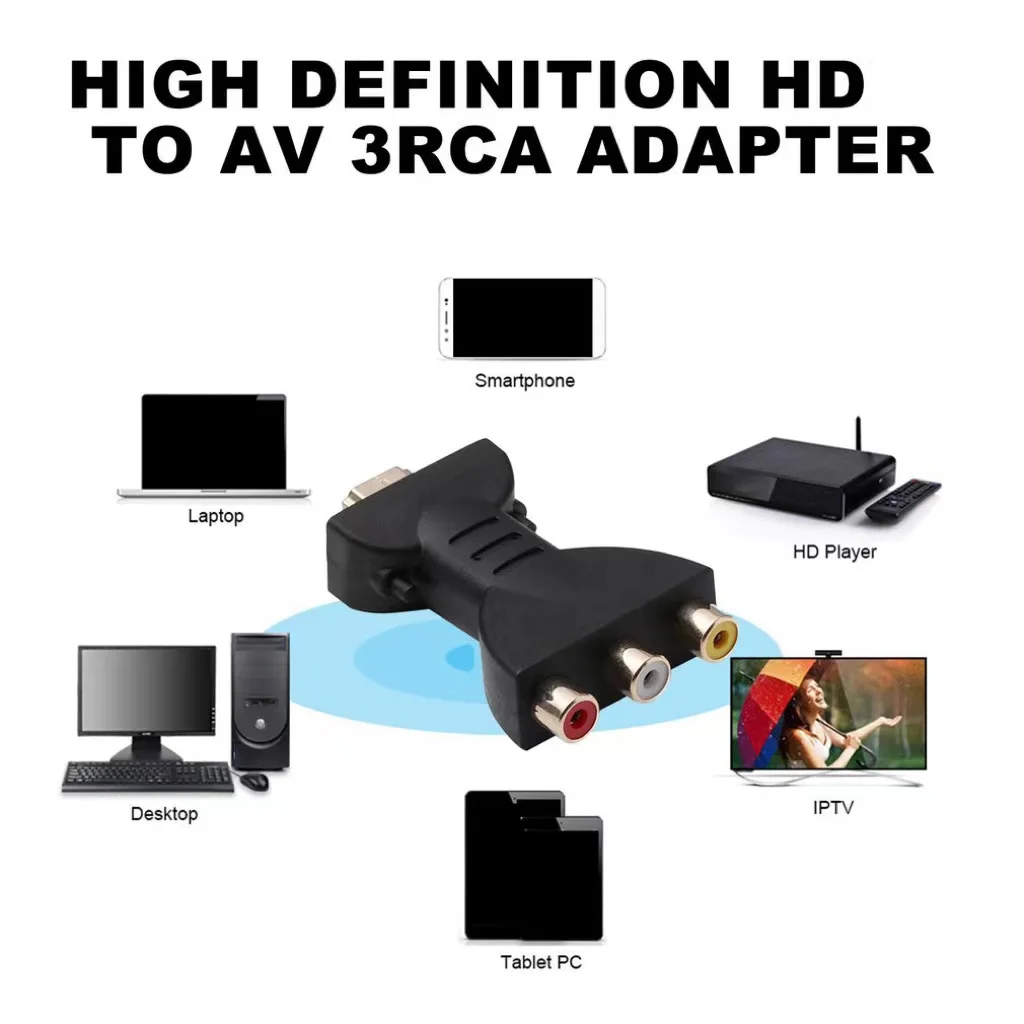 HD HDMI-compatible to AV Adapter Cable 3RCA Lotus Head Red White Yellow/Red Green Blue Converter HDMI-compatible  to Audio Video