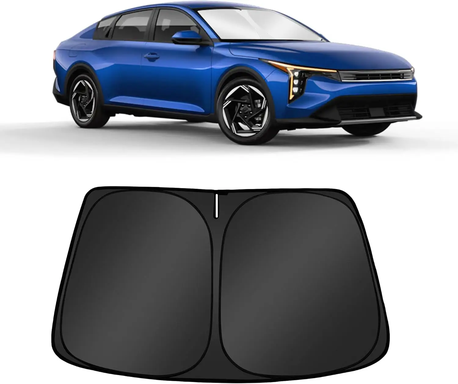 

Custom Fit Windshield Sun Shade for Kia K4 2025 2026, Foldable, Easy Install, Full Coverage, 210T Reflective Fabric, Blocks UV