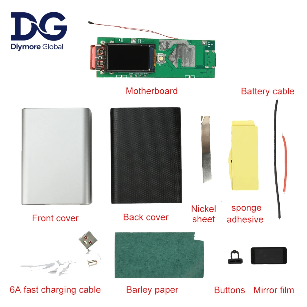 22.5W Fast Charging Module TFT Color Screen Digital DIY Power Bank Kit 21700 Battery Case Fast Charging Mini Portable Power ﻿