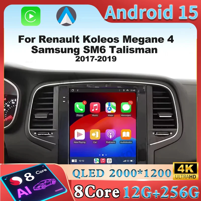 Android 15 Carplay для Renault Koleos Megane 4 Samsung SM6 Talisman 2017-2019 Автомобильный радиоприемник 4G WIFI GPS Мультимедийный видеоплеер