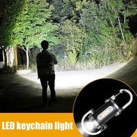 Powerful COB LED Flashlight Keychain USB Rechargeable Hanging Portable Flashlight Waterproof Keyring Camping Walking Pocket Lamp