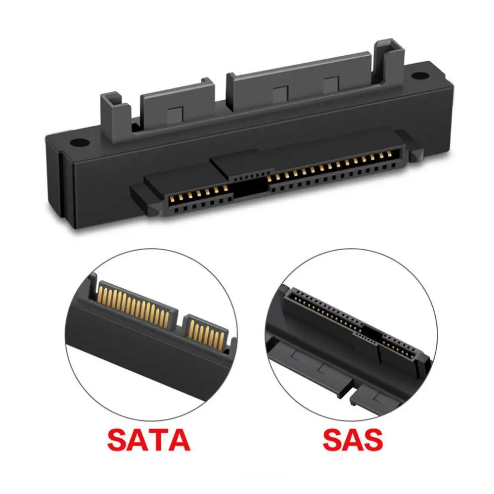 SFF-8482 SAS 22 Pin To 7 Pin + 15 Pin SATA Hard Disk Drive Raid Adapter Straight Head Portable Durable High Quality For PC