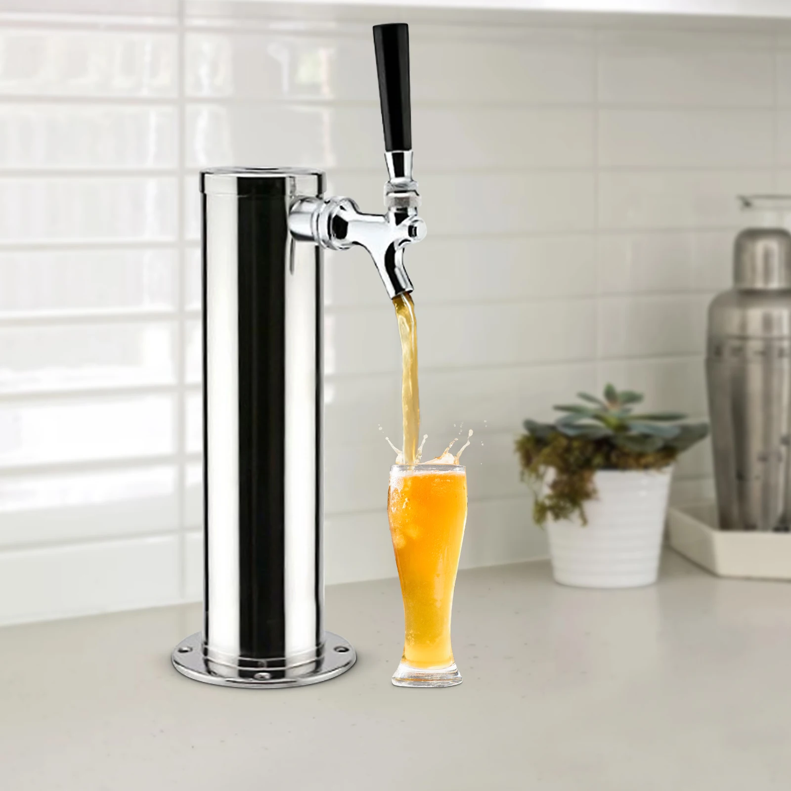 3 In Tap Beer Dispensing Tower Draft Kegerator Wine Dispenser Stainless Steel