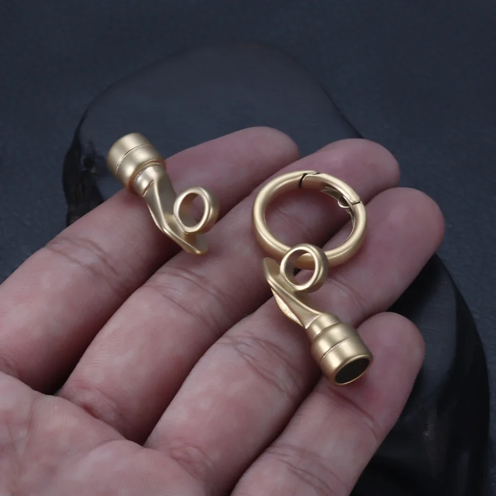 Gold Stainless Steel Connector Set Hole 6mm for Leather Bracelet DIY Making Clasp Spring Ring Findings Jewelry Connect Parts