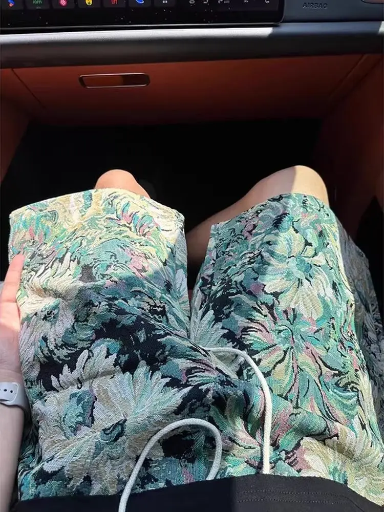 

Мужские рта с гавайским цветочным принтом, летние модные американские пляжные свободные повседневные спортивные брюки длиной пять четвертей в стиле ретро