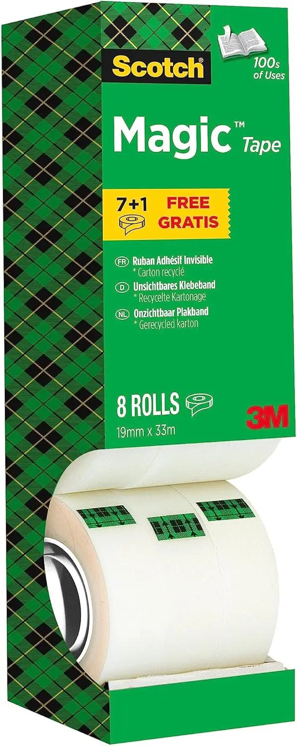 

Magic Tape, Value Pack, 8 Rolls, 19 mm x 33 m - General Purpose Sticky Tape for Document Repair, Labelling & Sealing
