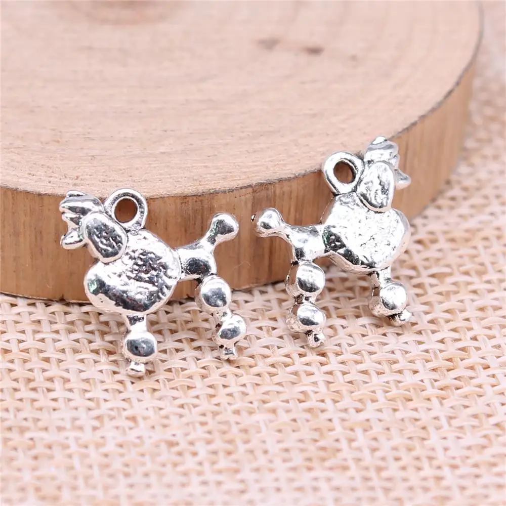 WYSIWYG 20pcs 15x14mm Poodle Dog Charms For Jewelry Making Antique Silver Plated Antique Bronze Color Jewelry Findings