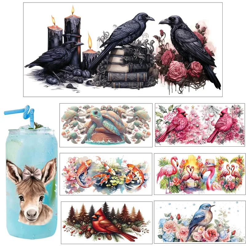 Wild and life animals easy peel waterproof Party DIY Decals 3D transfers uvdtf tumbler seal stickers 16oz uv dtf cup wraps