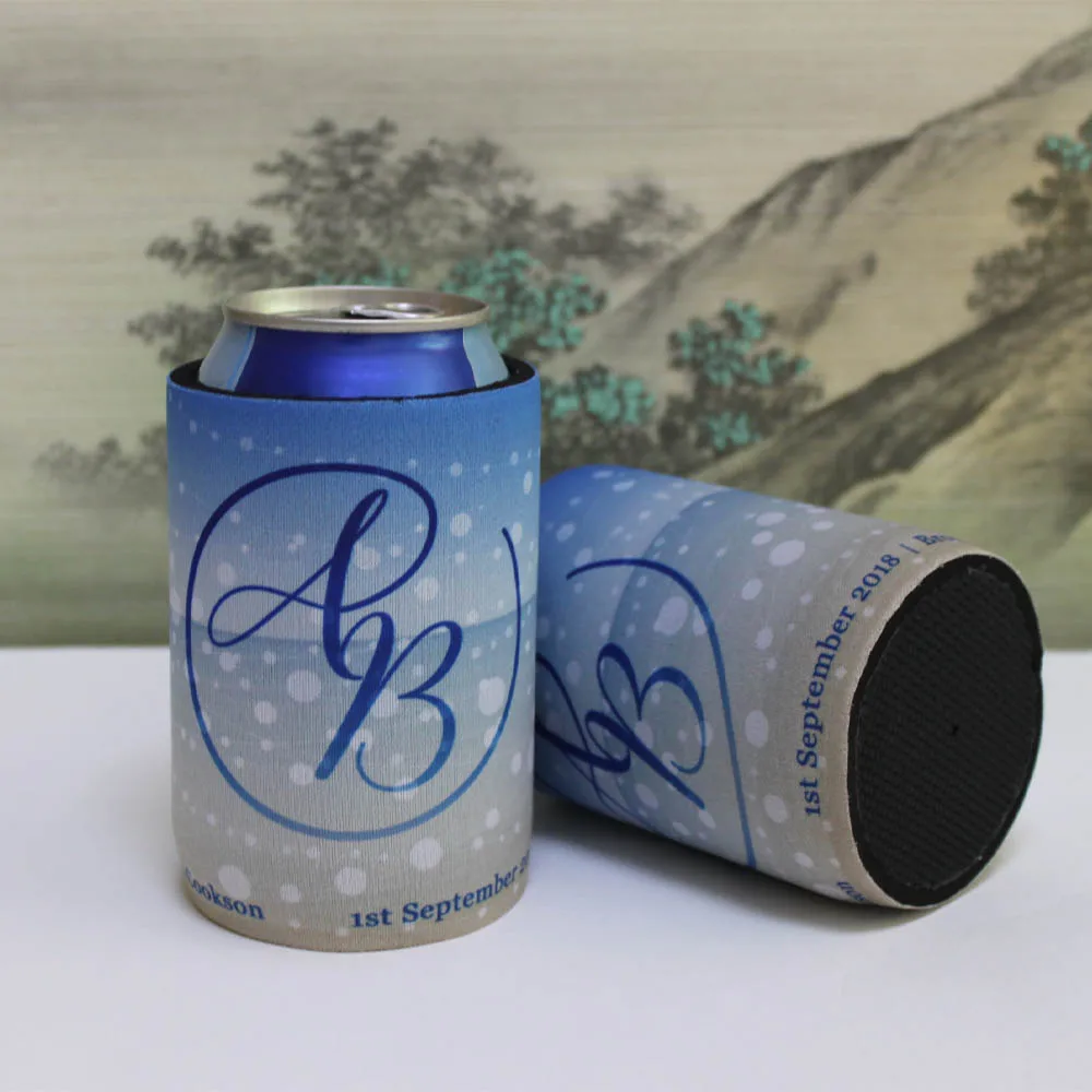 50pcs Custom Print Logo Real Neoprene Stubby Holder Coolet  Beer Bottle Holders Bag For Wine Food Cans Wedding  School Party