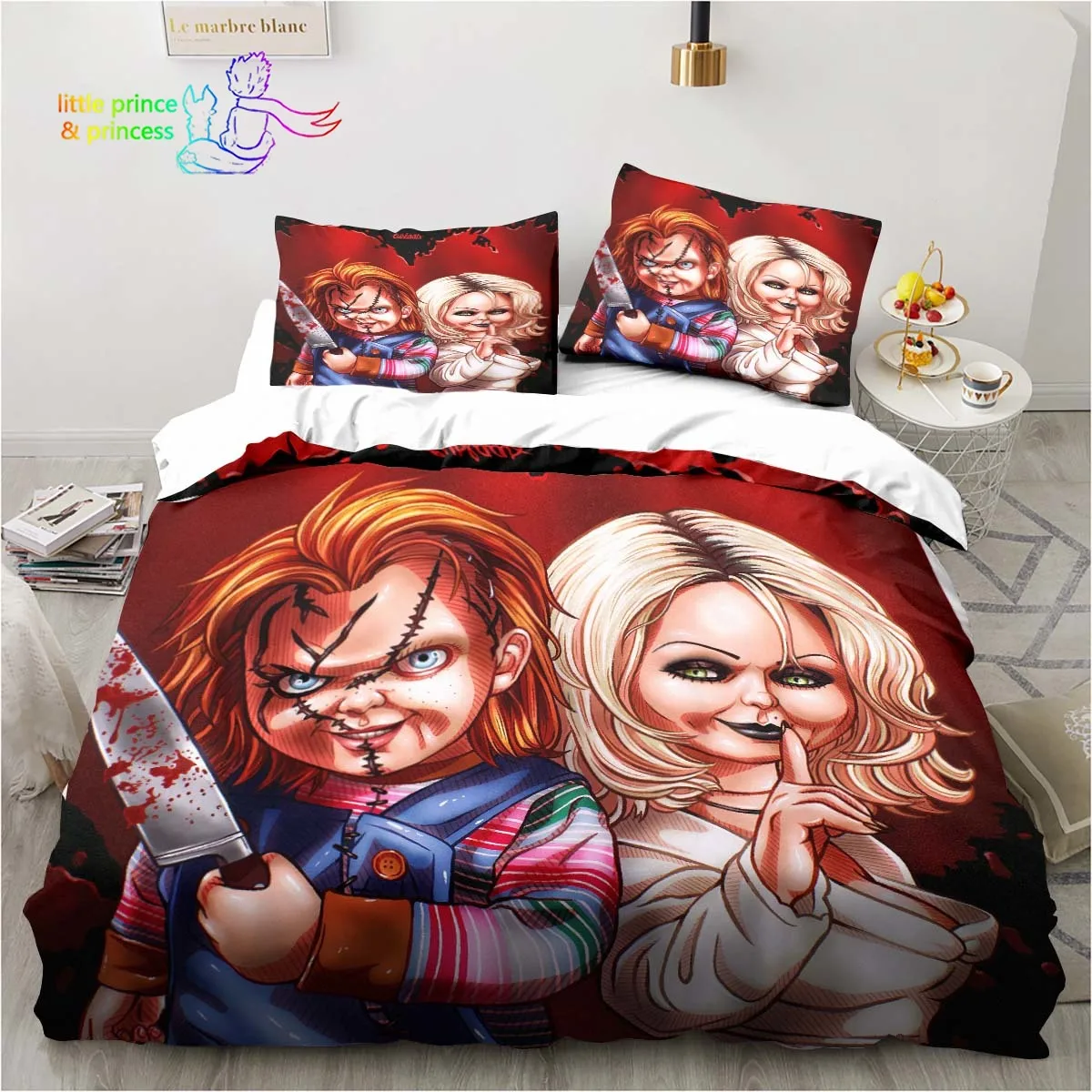 Imagem -04 - Conjunto de Cama Chucky Horror Movie para Adultos e Crianças Presente do Quarto Solteiro Gêmeo Completo Queen Cama King Size