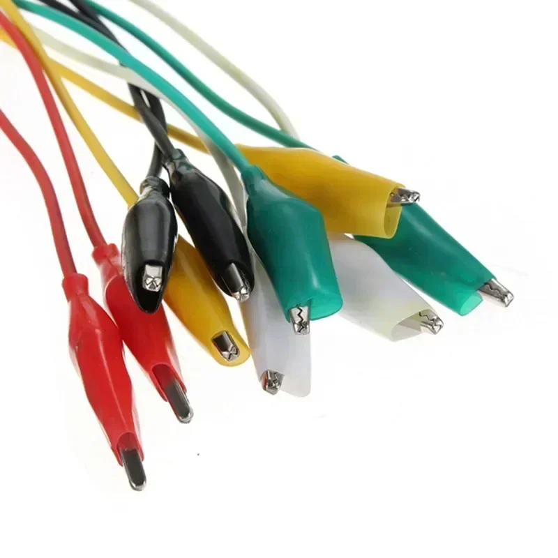 10PCS color belt wire alligator clip electronic DIY sheath electric clip double-headed test clip power supply test lead cable