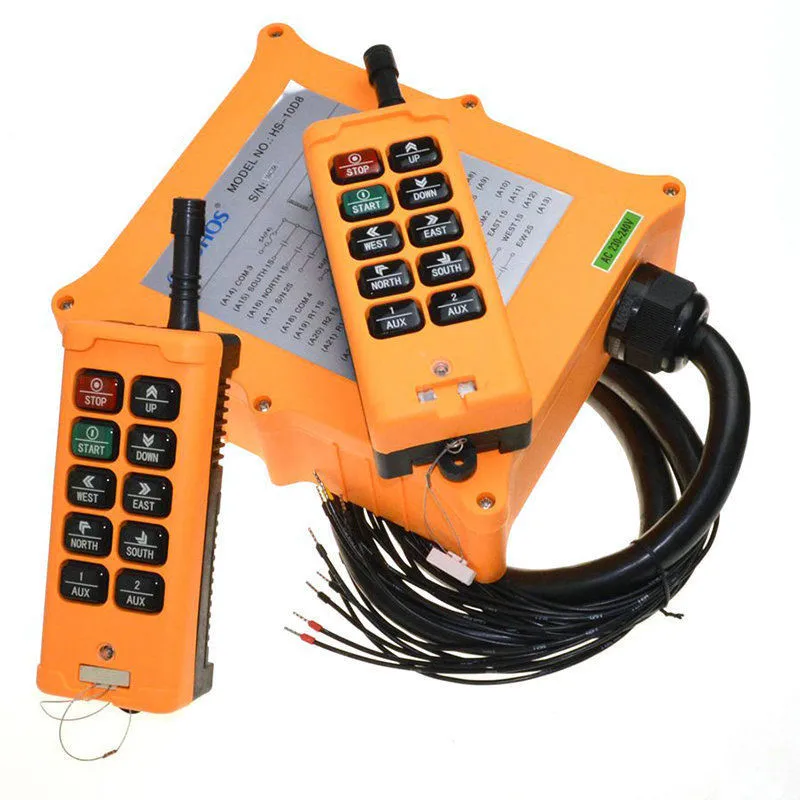 10 Keys 2 Speed 2 Transmitter + 1 Receiver Industrial Wireless Crane Truck Remote Control Push Button Switch