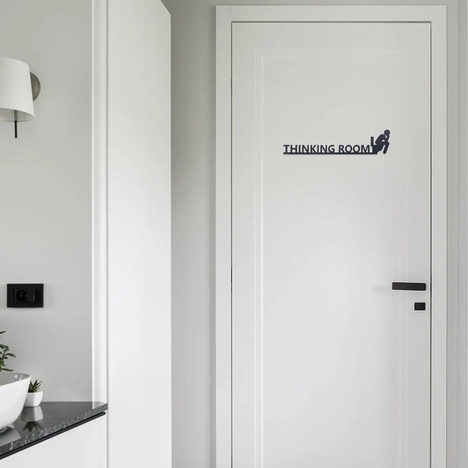 مضحك الحمام لافتة للباب غرفة التفكير جدار الفن ديكور المرحاض الباب توبر ديكور هدية تزيين المنزل