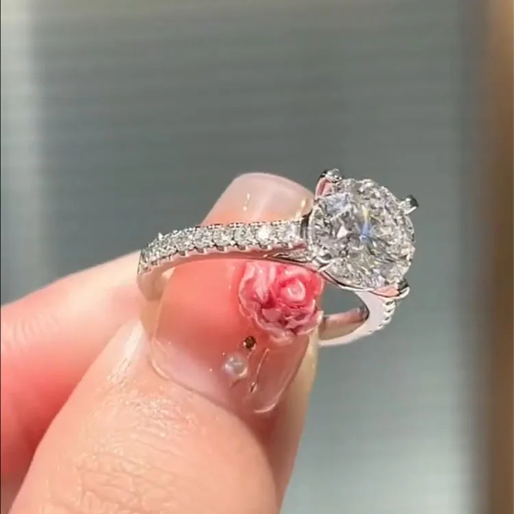 IGI Lab Growing Diamond Ring Luxury  Round D Color 1 2 3Ct Au585 14K White Gold Ring wedding ring Factory sell ﻿