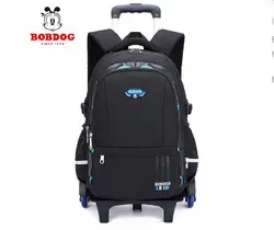 Boy's Rolling Backpack  School Trolley Bag for Teenagers 6 Wheels& 2 Wheels for Middle School Schoolbag With Wheels Travel Bags