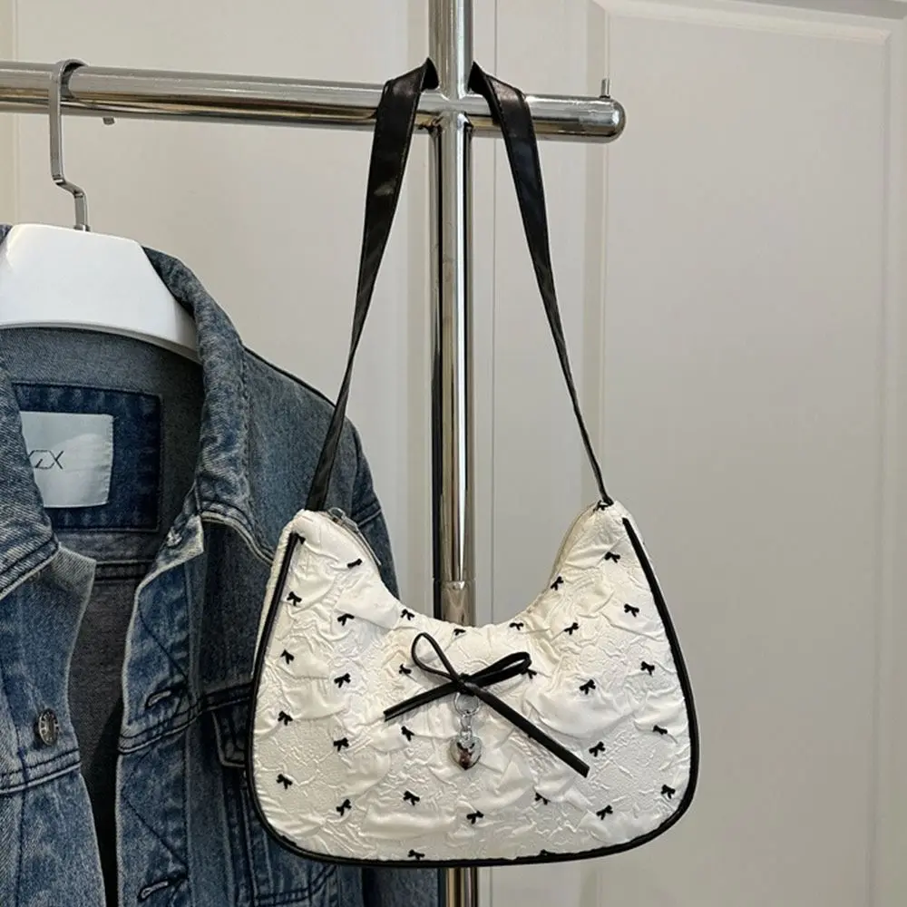 Creative Pink White Shoulder Bag Large Capacity Casual Tote Bag Bowknot Handbag Gift