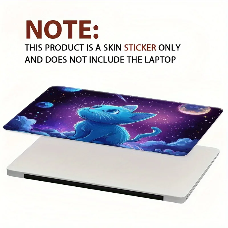 Pack of 3, including 1 spare, no need to worry about peeling, computer light beige new space cat notebook sticker, PVC material