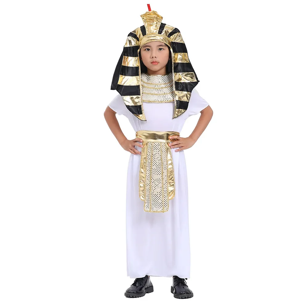 Sydanne Kids Ancient Egyptian King Pharaoh Robe Jumpsuit Cosplay Costume Dance Stage Performance Clothes Halloween Costumes