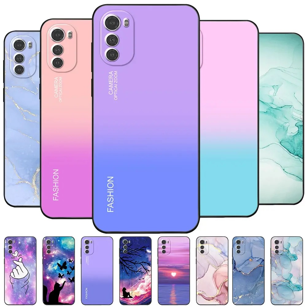 Case For Moto E32 Coque Moto E32S TPU Soft Silicone Phone Case For Motorola Moto E 32S e32 Flower Cover Cute Funda Bumper Marble