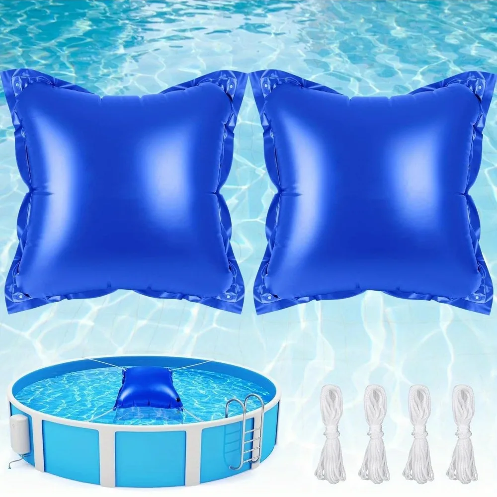 2pcs Heavy-Duty Pool Pillows with 49ft Ropes - 4x4