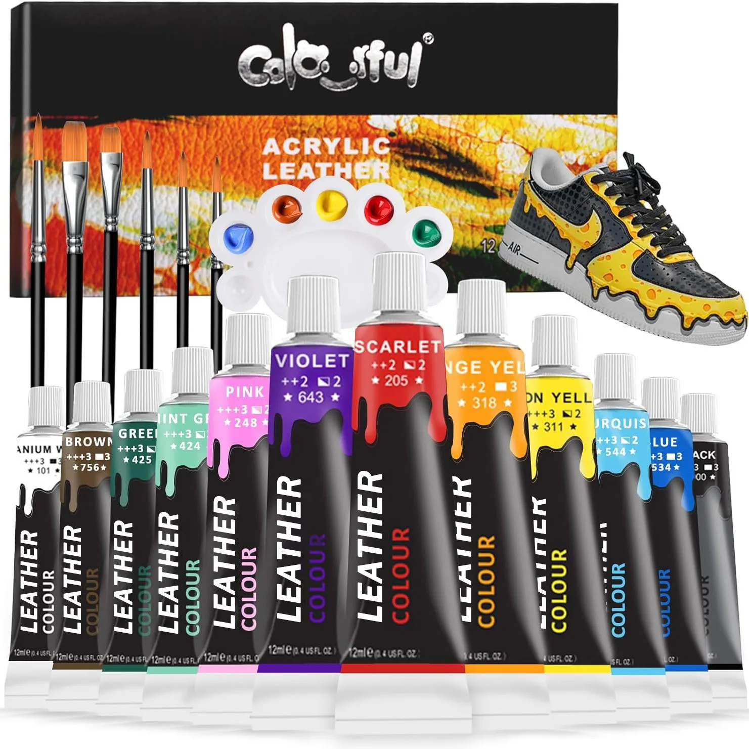 Waterproof Leather Acrylic Paint Set Permanent Shoe Paint DIY Hand Painting Pigment for Sneakers Bags Leather Recolor Graffiti