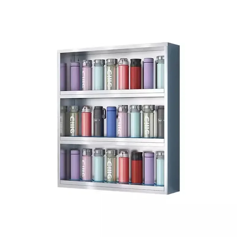 Stainless steel wall-mounted water cup holder Factory wall-mounted water cup cabinet Staff workshop Multi-layer thermos cup shel