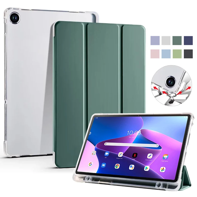 

For Lenovo Tab M10 Plus 3rd Gen Case with Pen Holder PU Leather Fold Stand Tablet Capa For Xiaoxin Pad 2022 Case tb125fu tb128fu