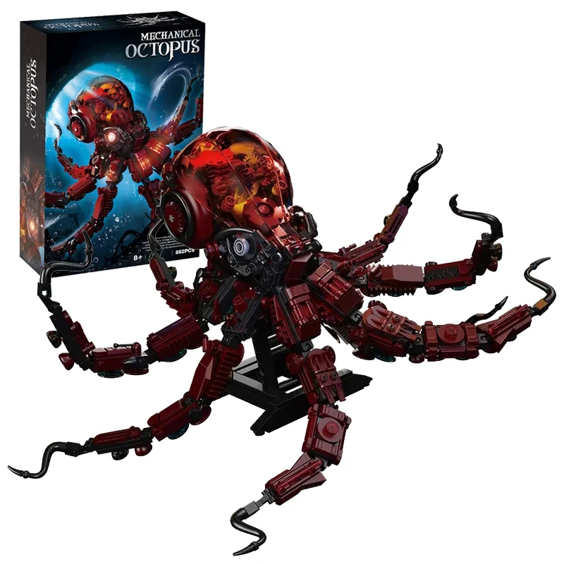 

882pcs MOC Creative Mechanical Octopus Model Building Blocks Set DIY Assemble Mechs Octopus Bricks Kits Toys For Childrens Gifts