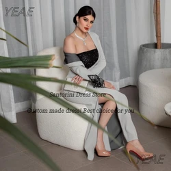 Santorini Customized Dress for Special Occasions New Style Off Shoulder Prom Dresses Long Sleeves Zipper Side Slit Evening Gowns