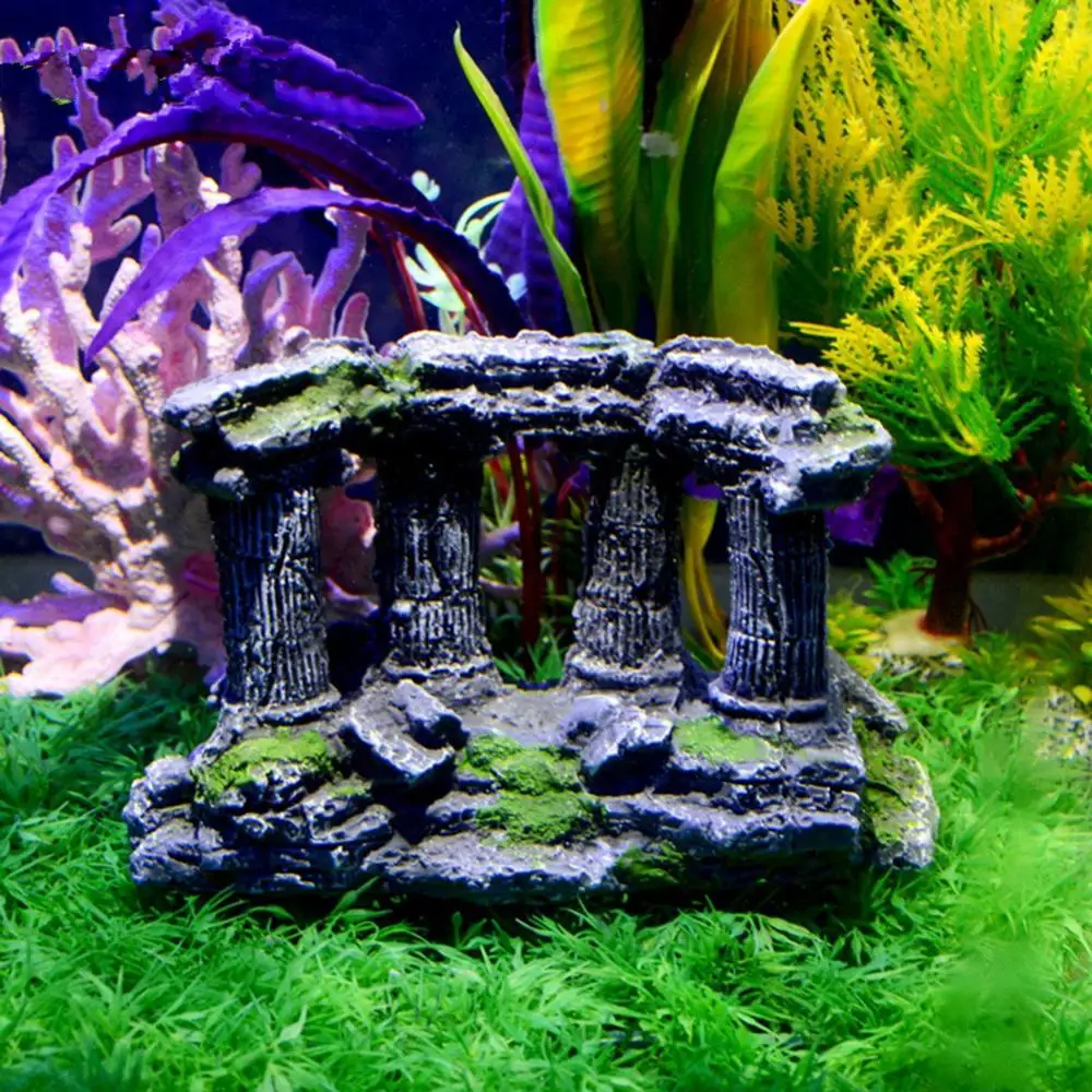 NONOR  Aquarium Fish Tank Stone Decoration Artificial Roman Column Ruins Castle Ornaments Decor Accessories декор для аквариума