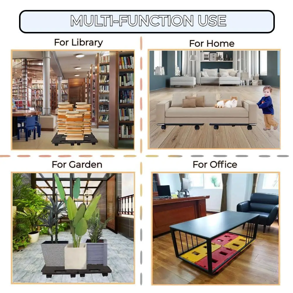 Interlocking Furniture Dolly Cart 5 Wheels Heavy Duty Moving Movers 2 Packs 220 Lbs Capacity Non-Slip Surface Multi-Purpose