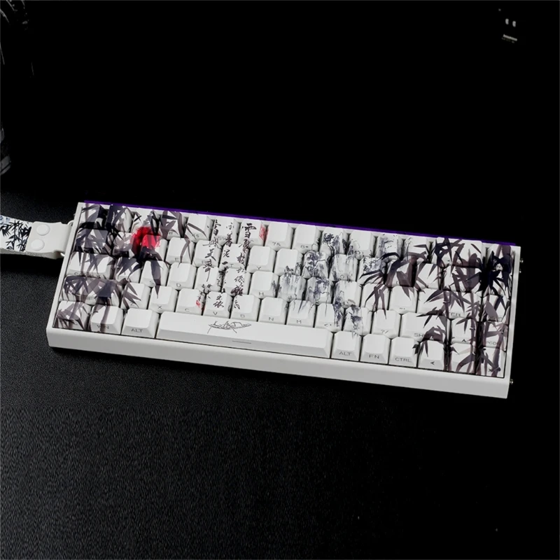 60 ٪ 68 ٪ من لوحات المفاتيح الميكانيكية Keycaps PBT Bamboos Forest Art ANSI ISOS متوافقة