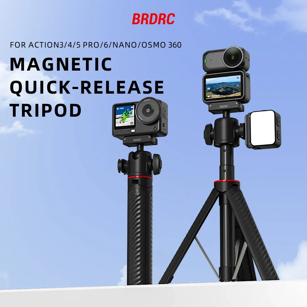 BRDRC Stativ-Selfie-Stick für DJI Action 6/5 Pro/Osmo 360 mit Schnellwechsel-Adapter Cold Shoe Fotografie-Zubehör – Detail 1