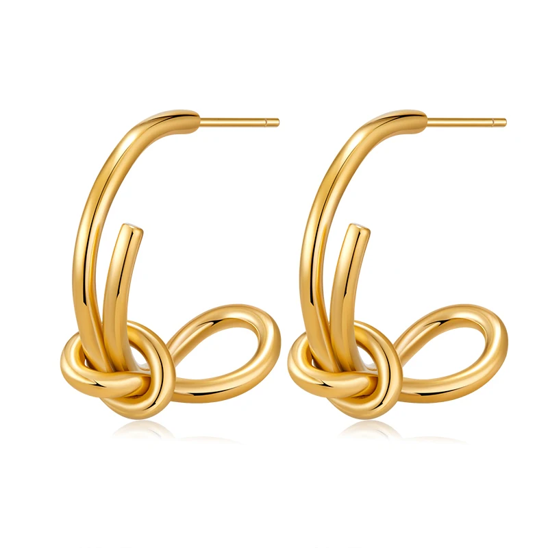 PRISCA | Gold Plated Dangle Earrings for Women Stainless Steel Classic Bow Design Gold Color French Trend. Simple 2026