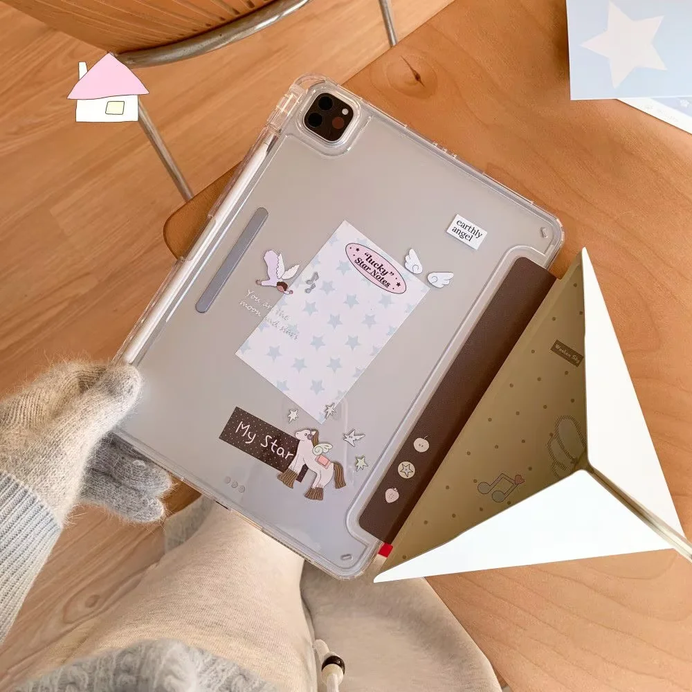 Korea Angel Wings Dots Horse Tablet Note For iPad Cover Pro Air M5 M4 M3 M2 2 1 11th A16 12.9
