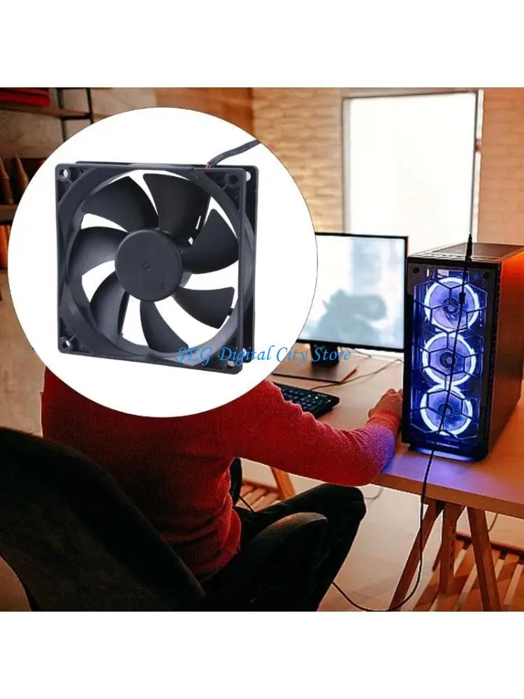

U75B 9025 Quiet Fan 90x90x25mm High 2500Rpm DC12V 5.5x2.1mm for Electronic Device Heat Dissipation