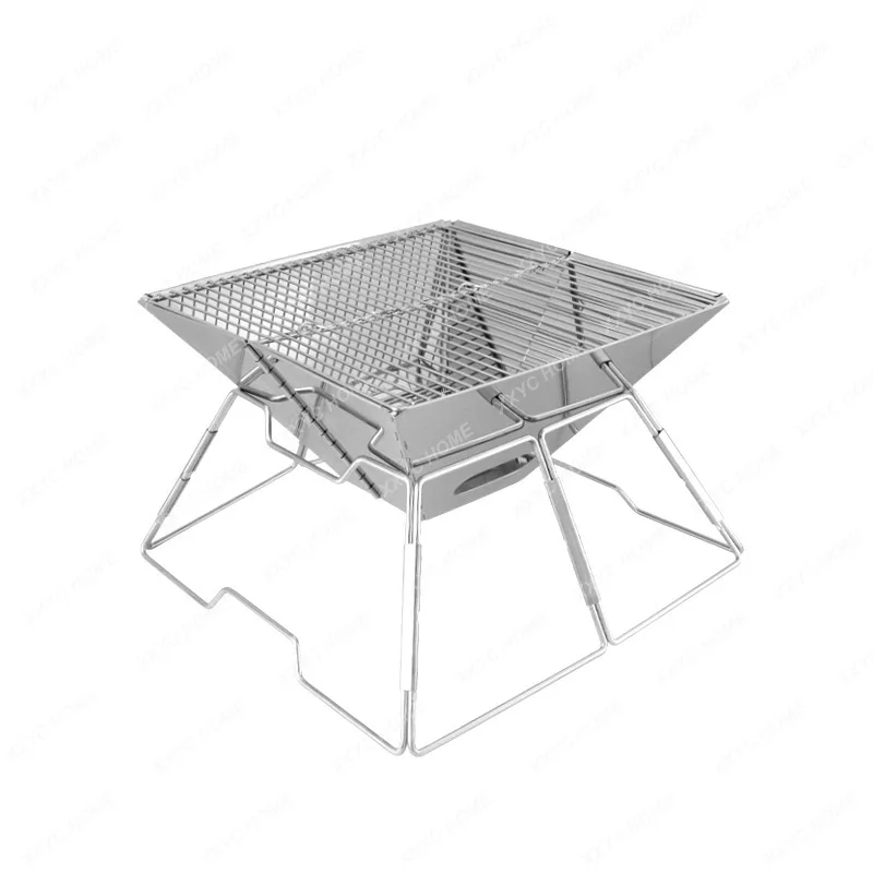 Outdoor Camping Folding BBQ Grill Removable Charcoal Grill Rack Stainless Steel BBQ Picnic Tool Fire Table