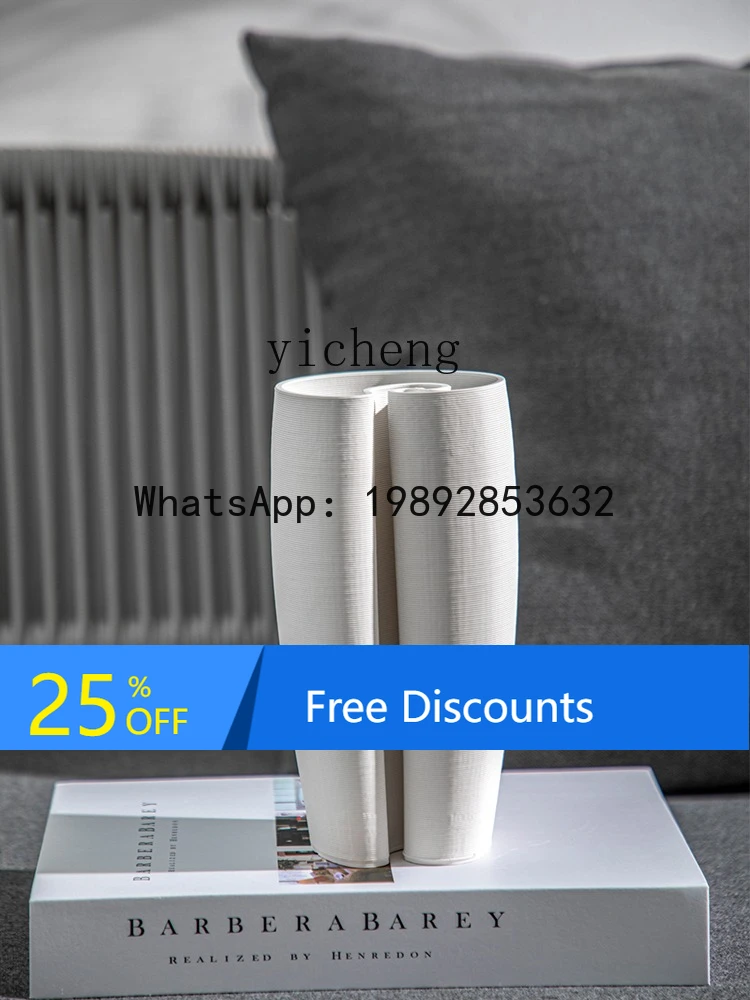 

Modern Minimalist Art Ceramic Vase White Living Room Desktop Decoration Ornament Flower Vessel